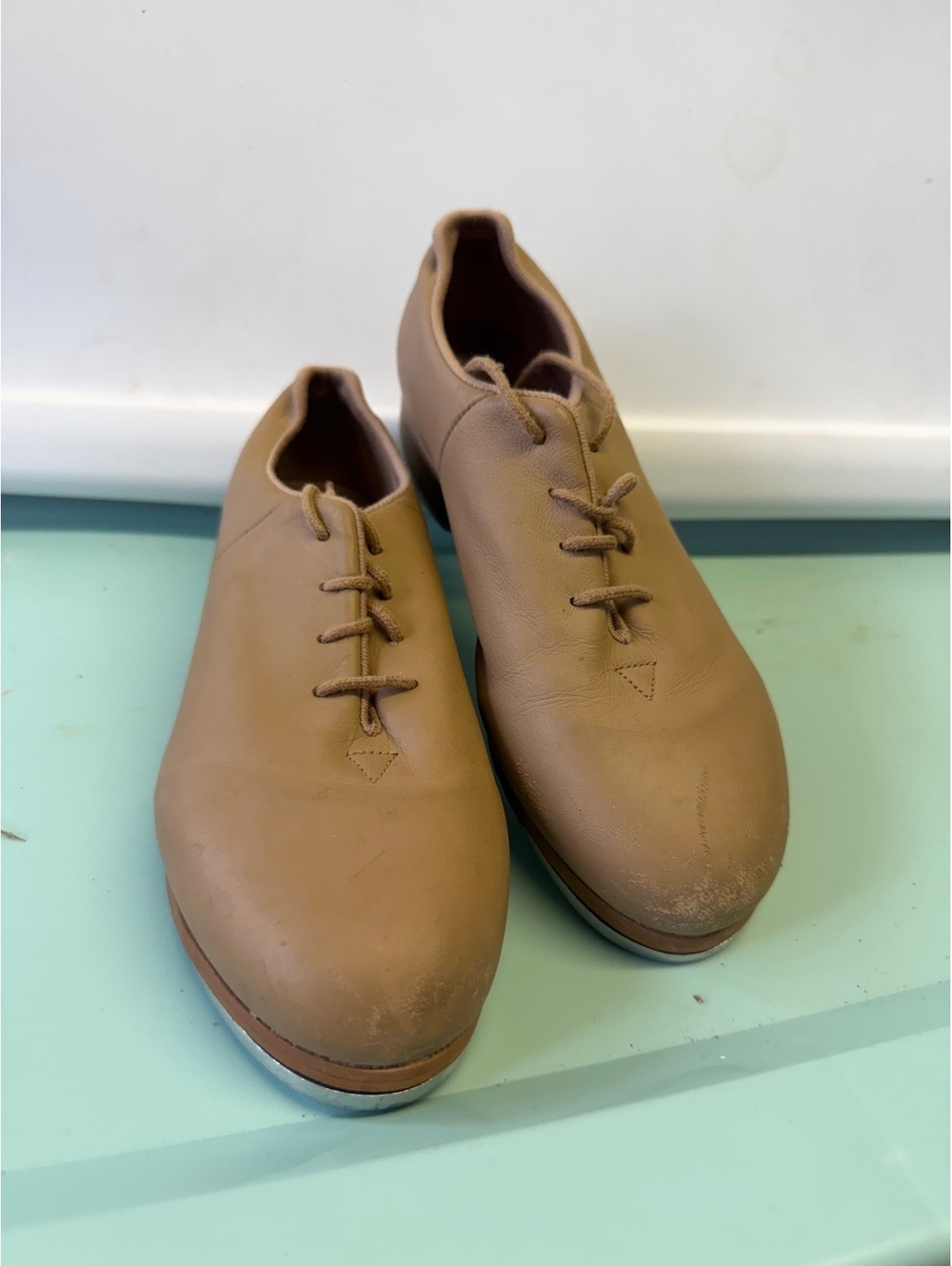 Bloch Beige Leather Tap Dance Shoes Size 6.5 M